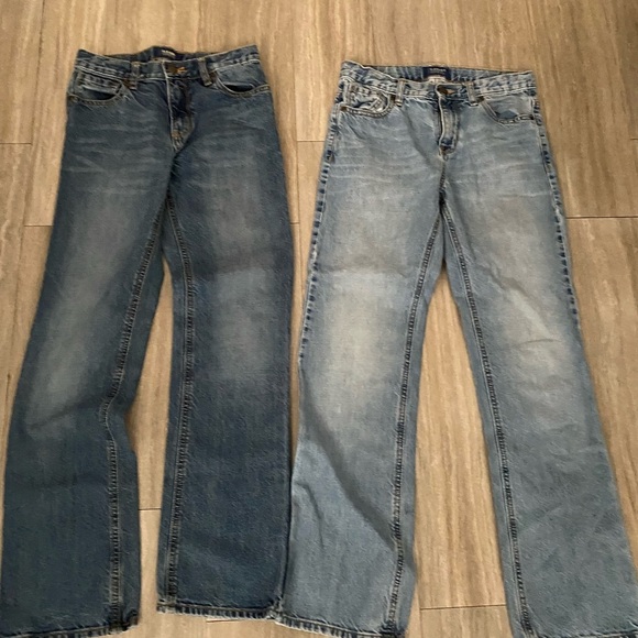Set Lot 2 Boys 14 & Slim Jeans Old Navy Children Place Loose Bootcut - Picture 1 of 9